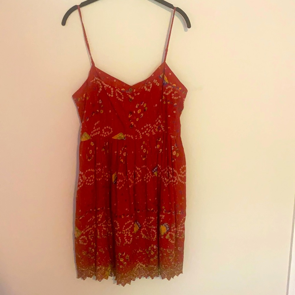 Free people red dress with gold detail - Picture 2 of 6